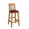 Billy Solid Oak Tall Kitchen Stool with Red Leather Pad - £30 OFF FLASH SALE - 3