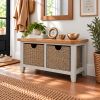 Cheshire Grey Painted and Oak Hallway Shoe Bench with 2 Baskets - £50 Off Autumn Sale - 3