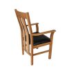 Churchill Black Leather Oak Carver Dining Chair - SUMMER SALE - 6