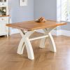 Country Oak 140cm Cream Painted Cross Leg Square Ended Dining Table - 20% Off Discount Code FLASH - 2 Country Oak 140cm Cream Painted Cross Leg Square Ended Dining Table - 20% Off Discount Code FLASH - 2