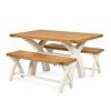 Country Oak 140cm Cream Painted Cross Leg Square Ended Dining Table - 20% Off Discount Code FLASH - 4 Country Oak 140cm Cream Painted Cross Leg Square Ended Dining Table - 20% Off Discount Code FLASH - 4
