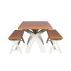 Country Oak 140cm Cream Painted Cross Leg Table 2 120cm Cross Leg Cream Bench Set - SUMMER SALE - 5