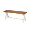 Country Oak 140cm Cream Painted Cross Leg Table 2 120cm Cross Leg Cream Bench Set - SUMMER SALE - 7