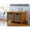 Country Oak Hallway Shoe Storage Bench 2 Wicker Baskets - 25% OFF FLASH SALE - 2 Country Oak Hallway Shoe Storage Bench 2 Wicker Baskets - 25% OFF FLASH SALE - 2