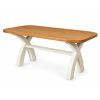Country Oak 180cm Cream Painted Cross Leg Oak Dining Table With Rounded Corners - 20% Off Discount Code FLASH - 2 Country Oak 180cm Cream Painted Cross Leg Oak Dining Table With Rounded Corners - 20% Off Discount Code FLASH - 2