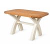 Country Oak 140cm Cream Painted Cross Leg Oak Dining Table With Rounded Corners - £80 Off Autumn Sale - 2 Country Oak 140cm Cream Painted Cross Leg Oak Dining Table With Rounded Corners - £80 Off Autumn Sale - 2