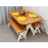 Country Oak Cream Painted 140cm Cross Leg Dining Table & Pair of 120cm Benches - AUTUMN SALE - 8