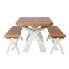 Country Oak 140cm cream painted dining table pair 120cm cross leg benches - SUMMER SALE - 3 Country Oak 140cm cream painted dining table pair 120cm cross leg benches - SUMMER SALE - 3