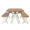 Country Oak 140cm cream painted dining table pair 120cm cross leg benches - SUMMER SALE - 7 Country Oak 140cm cream painted dining table pair 120cm cross leg benches - SUMMER SALE - 7