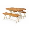 Country Oak Cream Painted 140cm Cross Leg Dining Table & Pair of 120cm Benches - AUTUMN SALE - 3