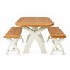 Country Oak Cream Painted 140cm Cross Leg Dining Table & Pair of 120cm Benches - AUTUMN SALE - 7
