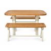 Country Oak Cream Painted 140cm Cross Leg Dining Table & Pair of 120cm Benches - AUTUMN SALE - 5
