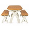 Country Oak Cream Painted 130cm-180cm Extending Cross Leg Table & 2 Bench Set - AUTUMN SALE - 6 Country Oak Cream Painted 130cm-180cm Extending Cross Leg Table & 2 Bench Set - AUTUMN SALE - 6