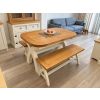 Country Oak Cream Painted 130cm-180cm Extending Cross Leg Table & 2 Bench Set - AUTUMN SALE - 2 Country Oak Cream Painted 130cm-180cm Extending Cross Leg Table & 2 Bench Set - AUTUMN SALE - 2