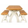 Country Oak Cream Painted 130cm-180cm Extending Cross Leg Table & 2 Bench Set - AUTUMN SALE - 4 Country Oak Cream Painted 130cm-180cm Extending Cross Leg Table & 2 Bench Set - AUTUMN SALE - 4