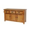 Country Oak 3 Door Fully Assembled 141cm Oak Sideboard - 20% Off Discount Code FLASH - 13
