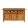 Country Oak 3 Door Fully Assembled 141cm Oak Sideboard - 20% Off Discount Code FLASH - 7