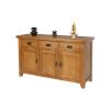 Country Oak 3 Door Fully Assembled 141cm Oak Sideboard - 20% Off Discount Code FLASH - 10