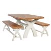 Country Oak 180cm cream painted dining table pair 160cm cross leg benches - SUMMER SALE - 4