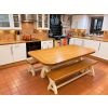 Country Oak Cream Painted 180cm Cross Leg Rounded Corner Table & Pair of 160cm Benches Set - AUTUMN SALE - 4 Country Oak Cream Painted 180cm Cross Leg Rounded Corner Table & Pair of 160cm Benches Set - AUTUMN SALE - 4
