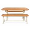 Country Oak Cream Painted 180cm Cross Leg Rounded Corner Table & Pair of 160cm Benches Set - AUTUMN SALE - 5 Country Oak Cream Painted 180cm Cross Leg Rounded Corner Table & Pair of 160cm Benches Set - AUTUMN SALE - 5