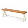 Country Oak 160cm Cream Painted Cross Leg Oak Dining Bench - 10% Off Discount Code SAVE - 3 Country Oak 160cm Cream Painted Cross Leg Oak Dining Bench - 10% Off Discount Code SAVE - 3