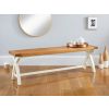 Country Oak 160cm Cream Painted Cross Leg Oak Dining Bench - 10% Off Discount Code SAVE - 2 Country Oak 160cm Cream Painted Cross Leg Oak Dining Bench - 10% Off Discount Code SAVE - 2