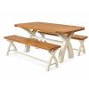 Country Oak 160cm Cream Painted Cross Leg Oak Dining Bench - 10% Off Discount Code SAVE - 4 Country Oak 160cm Cream Painted Cross Leg Oak Dining Bench - 10% Off Discount Code SAVE - 4