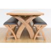 Country Oak 140cm X Leg Table and Pair of 120cm Dark Brown Leather Bench Dining Set - SUMMER SALE - 2 Country Oak 140cm X Leg Table and Pair of 120cm Dark Brown Leather Bench Dining Set - SUMMER SALE - 2