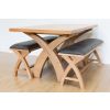 Country Oak 140cm X Leg Table and Pair of 120cm Dark Brown Leather Bench Dining Set - SUMMER SALE - 4 Country Oak 140cm X Leg Table and Pair of 120cm Dark Brown Leather Bench Dining Set - SUMMER SALE - 4