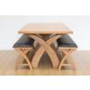 Country Oak 140cm X Leg Table and Pair of 120cm Dark Brown Leather Bench Dining Set - SUMMER SALE - 5 Country Oak 140cm X Leg Table and Pair of 120cm Dark Brown Leather Bench Dining Set - SUMMER SALE - 5