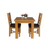 Country Oak 80cm Oak Table and 2 Grasmere Brown Leather Chair Set - SUMMER SALE - 3 Country Oak 80cm Oak Table and 2 Grasmere Brown Leather Chair Set - SUMMER SALE - 3