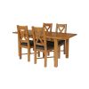 Country Oak 180cm Extending Oak Table and 4 Grasmere Brown Leather Seat Chair Set - SUMMER SALE - 2