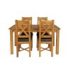 Country Oak 180cm Extending Oak Table and 4 Grasmere Brown Leather Seat Chair Set - SUMMER SALE - 3