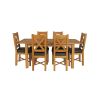 Country Oak 180cm Extending Oak Table and 6 Grasmere Brown Leather Seat Chair Set - SUMMER SALE - 3