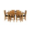 Country Oak 180cm Extending Oak Table and 6 Grasmere Brown Leather Seat Chair Set - SUMMER SALE - 4
