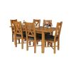 Country Oak 180cm Extending Oak Table and 6 Grasmere Brown Leather Seat Chair Set - SUMMER SALE - 5