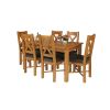 Country Oak 180cm Extending Oak Table and 6 Grasmere Brown Leather Seat Chair Set - SUMMER SALE - 7