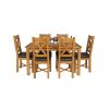 Country Oak 180cm Extending Oak Table and 6 Grasmere Brown Leather Seat Chair Set - SUMMER SALE - 8