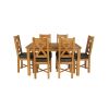 Country Oak 180cm Extending Oak Table and 6 Grasmere Brown Leather Seat Chair Set - SUMMER SALE - 9