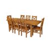 Country Oak 230cm Extending Oak Table and 8 Windermere Timber Seat Chair Set - 2 Country Oak 230cm Extending Oak Table and 8 Windermere Timber Seat Chair Set - 2