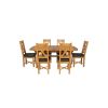 Country Oak 230cm Cross Leg Oval Table and 6 Grasmere Brown Leather Chairs - 4 Country Oak 230cm Cross Leg Oval Table and 6 Grasmere Brown Leather Chairs - 4