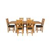 Country Oak 230cm Cross Leg Oval Table and 6 Grasmere Brown Leather Chairs - 6 Country Oak 230cm Cross Leg Oval Table and 6 Grasmere Brown Leather Chairs - 6