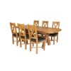 Country Oak 230cm Cross Leg Oval Table and 6 Grasmere Brown Leather Chairs - 2 Country Oak 230cm Cross Leg Oval Table and 6 Grasmere Brown Leather Chairs - 2