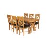 Country Oak 230cm Cross Leg Oval Table and 6 Grasmere Brown Leather Chairs - 8 Country Oak 230cm Cross Leg Oval Table and 6 Grasmere Brown Leather Chairs - 8