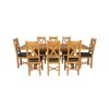 Country Oak 230cm Cross Leg Oval Table and 8 Grasmere Brown Leather Chairs - 4 Country Oak 230cm Cross Leg Oval Table and 8 Grasmere Brown Leather Chairs - 4