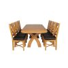 Country Oak 230cm Cross Leg Oval Table and 8 Grasmere Brown Leather Chairs - 7 Country Oak 230cm Cross Leg Oval Table and 8 Grasmere Brown Leather Chairs - 7