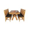 Country Oak 230cm Cross Leg Oval Table and 8 Grasmere Brown Leather Chairs - 8 Country Oak 230cm Cross Leg Oval Table and 8 Grasmere Brown Leather Chairs - 8