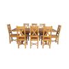 Country Oak 230cm Cross Leg Oval Table and 8 Grasmere Timber Seat Chairs - 4 Country Oak 230cm Cross Leg Oval Table and 8 Grasmere Timber Seat Chairs - 4