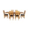 Country Oak 230cm Cross Leg Oval Table and 6 Windermere Brown Leather Chairs - 4 Country Oak 230cm Cross Leg Oval Table and 6 Windermere Brown Leather Chairs - 4